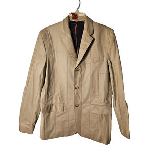 Marc Ecko Cut & Sew Mens Khaki Cotton Blazer Sport Coat Jacket Size Large Lined